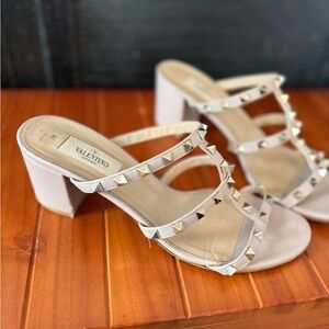 Valentino Women's Studded Block Heel Sandals - Nude